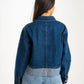 Daisy Turn Up Denim Jacket In Dark Wash