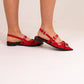 Sadie Pointed Buckle Flats In Red