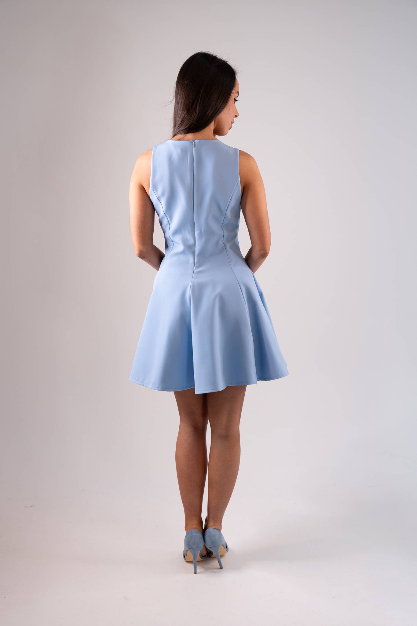 Erica Seamed Dress In Light Blue