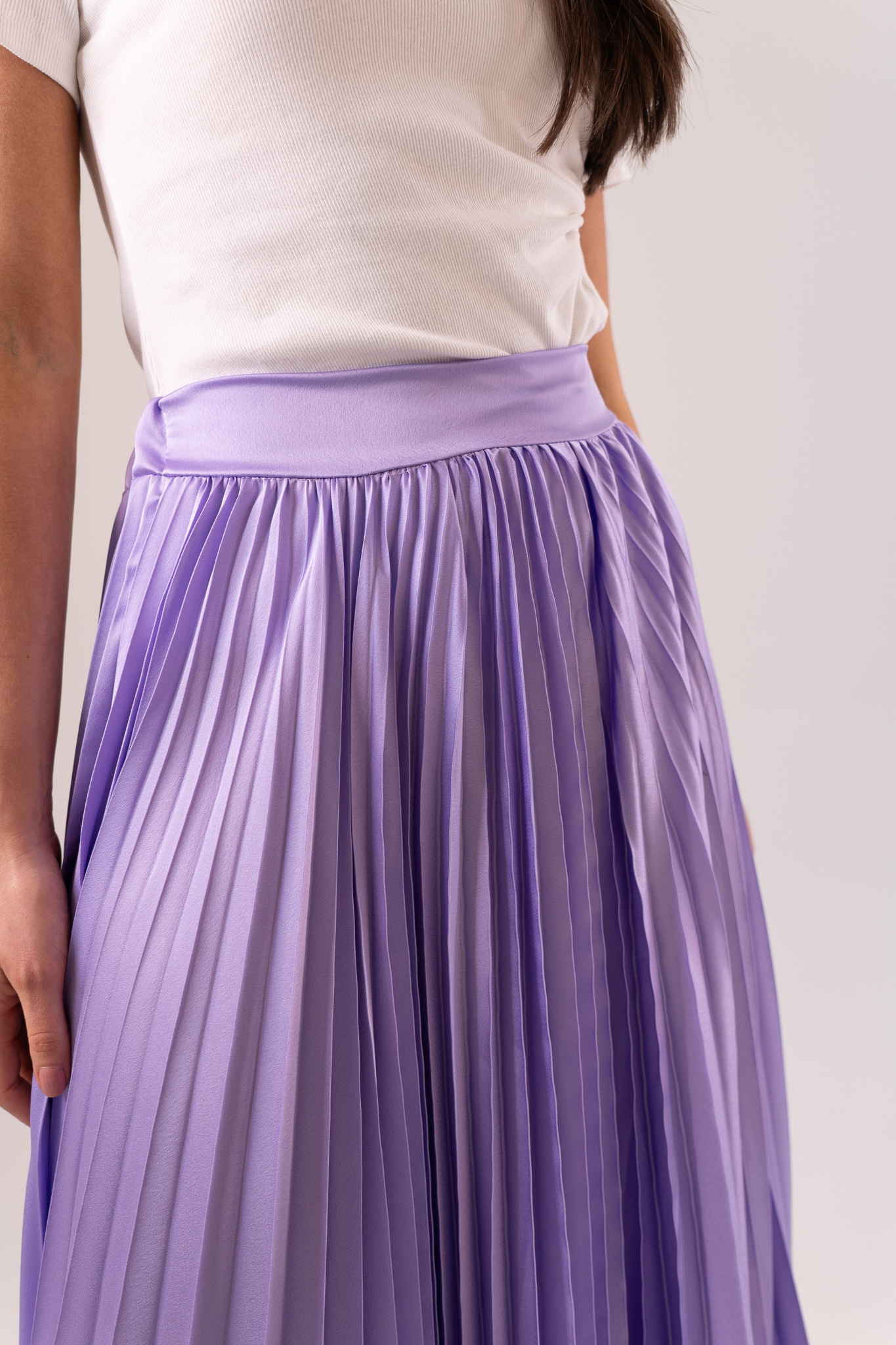 Leah Pleated Maxi Skirt In Lilac