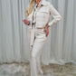 Maria Tie Belted Trousers In Cream