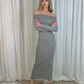 Erica Bardot Midi Dress In Grey