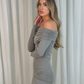 Erica Bardot Midi Dress In Grey