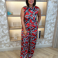 Sophia Print Two Piece In Red Mix