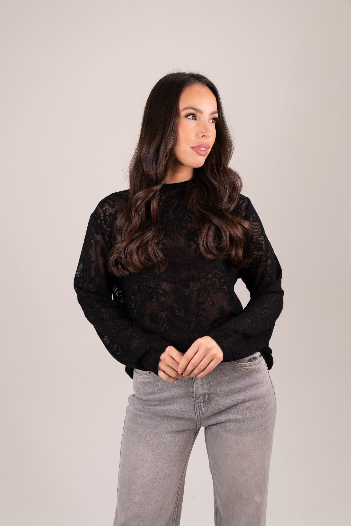 Holly Lace Effect Jumper In Black