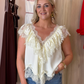 Elsa Sleeveless Ruffle Top In Ivory