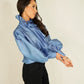 Kayla Ruffle Detail Blouse In Blue