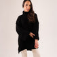 Ella Longline Polo Neck Jumper In Black