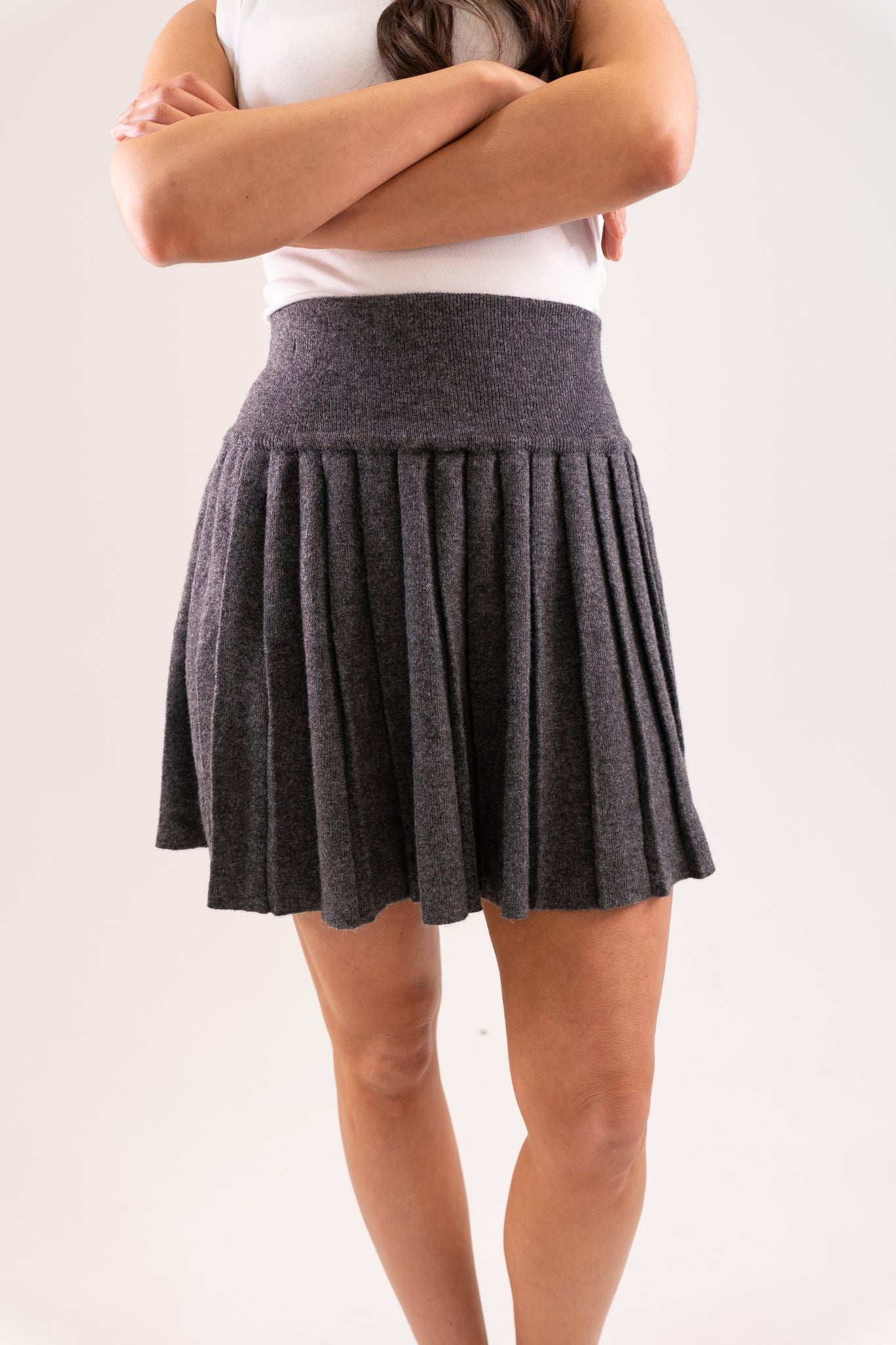 Elsa Pleated Skirt In Grey