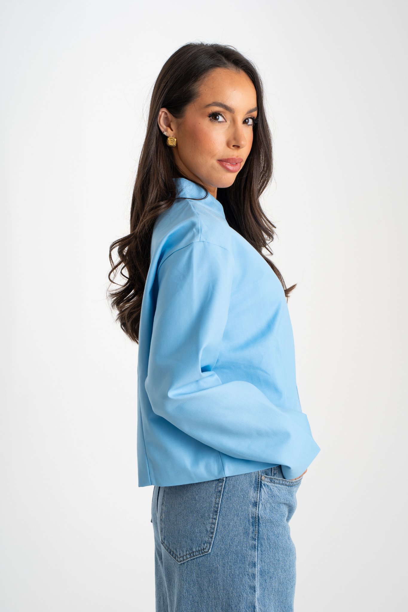 Daisy Zip Jacket In Sky Blue