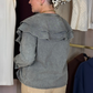 Cora Frill Collar Denim Shirt In Grey Wash