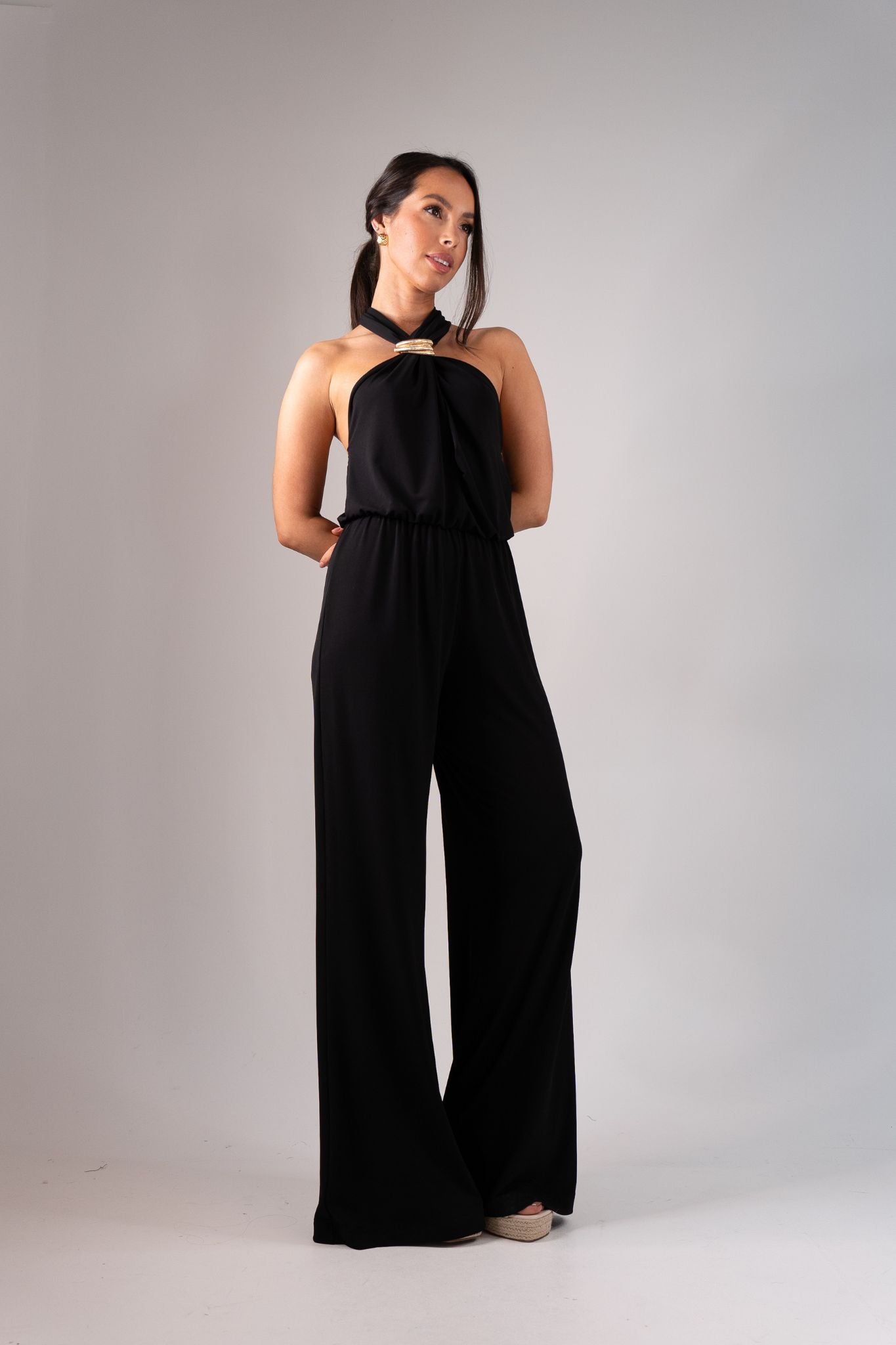 Alana Halter Jumpsuit In Black