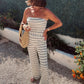 Erica Strapless Crochet Top In Mono Stripe