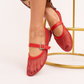 Izzy Mesh Buckle Flats In Red