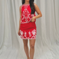 Polly White Embroidered Skirt In Red