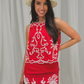 Polly White Embroidered Skirt In Red