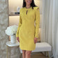 Kayla Open Shoulder Dress In Mustard
