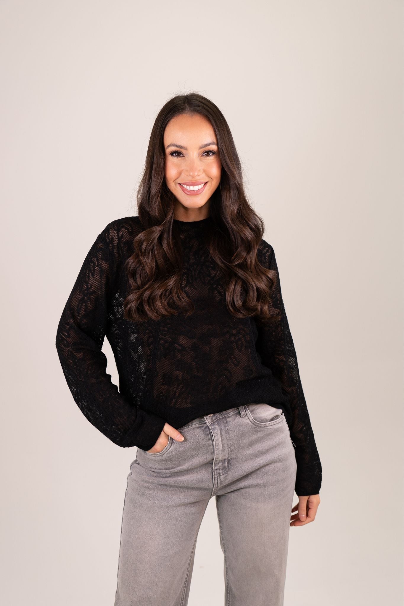 Holly Lace Effect Jumper In Black