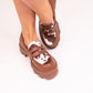 Winnie Cow Print Loafers In Chocolate