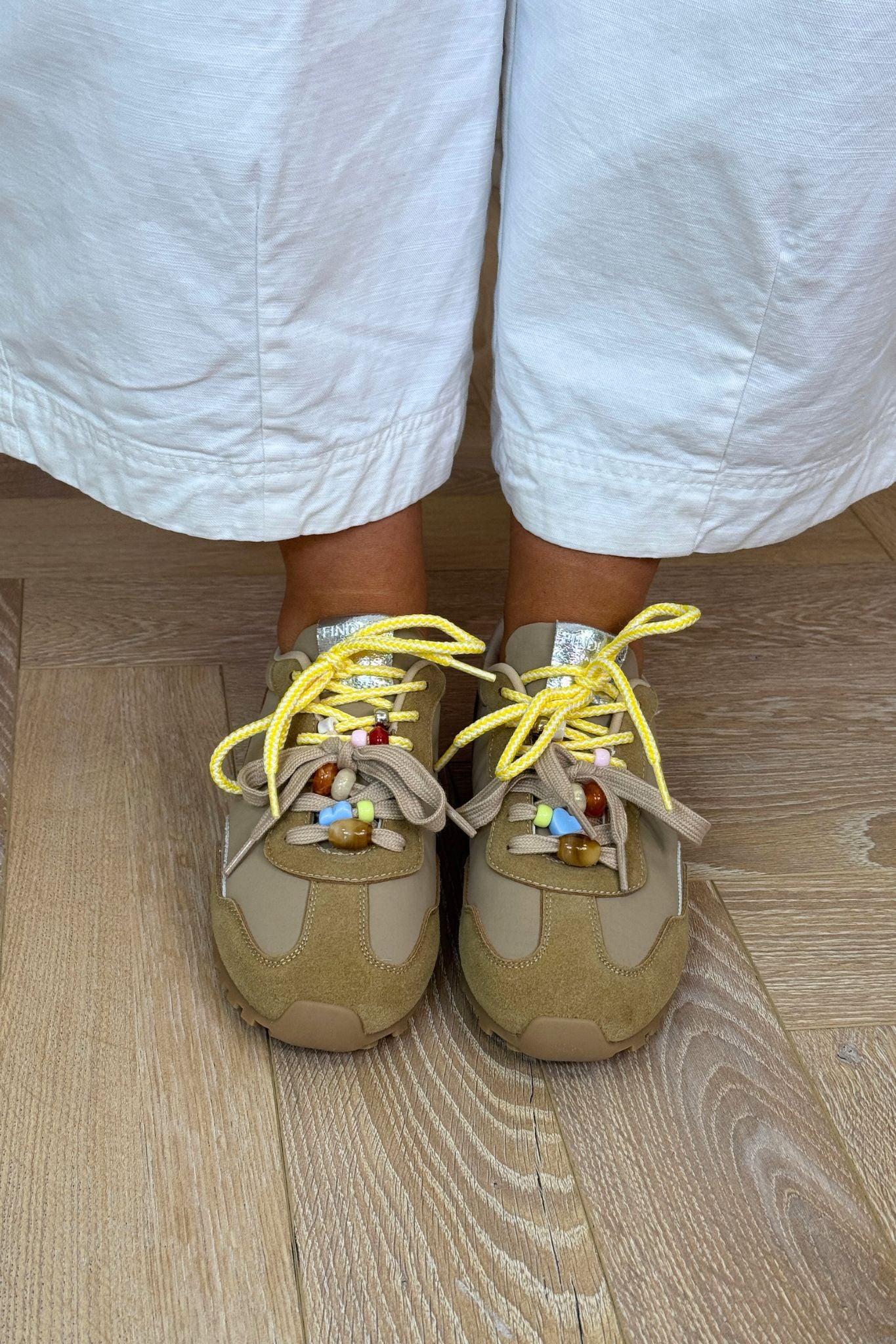 Faith Double Laced Trainers In Beige Mix