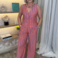 Elsa Stripe Waistcoat In Orange Mix