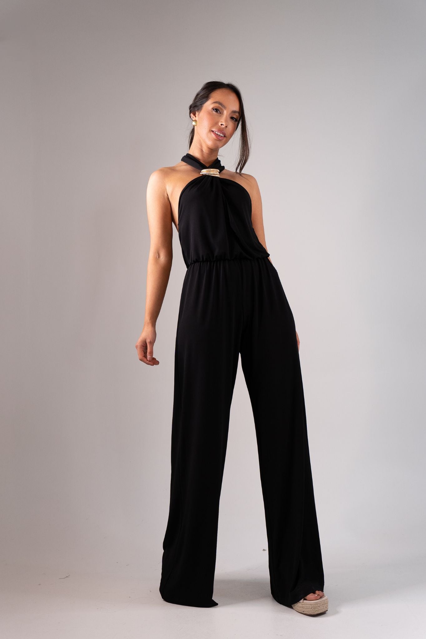 Alana Halter Jumpsuit In Black