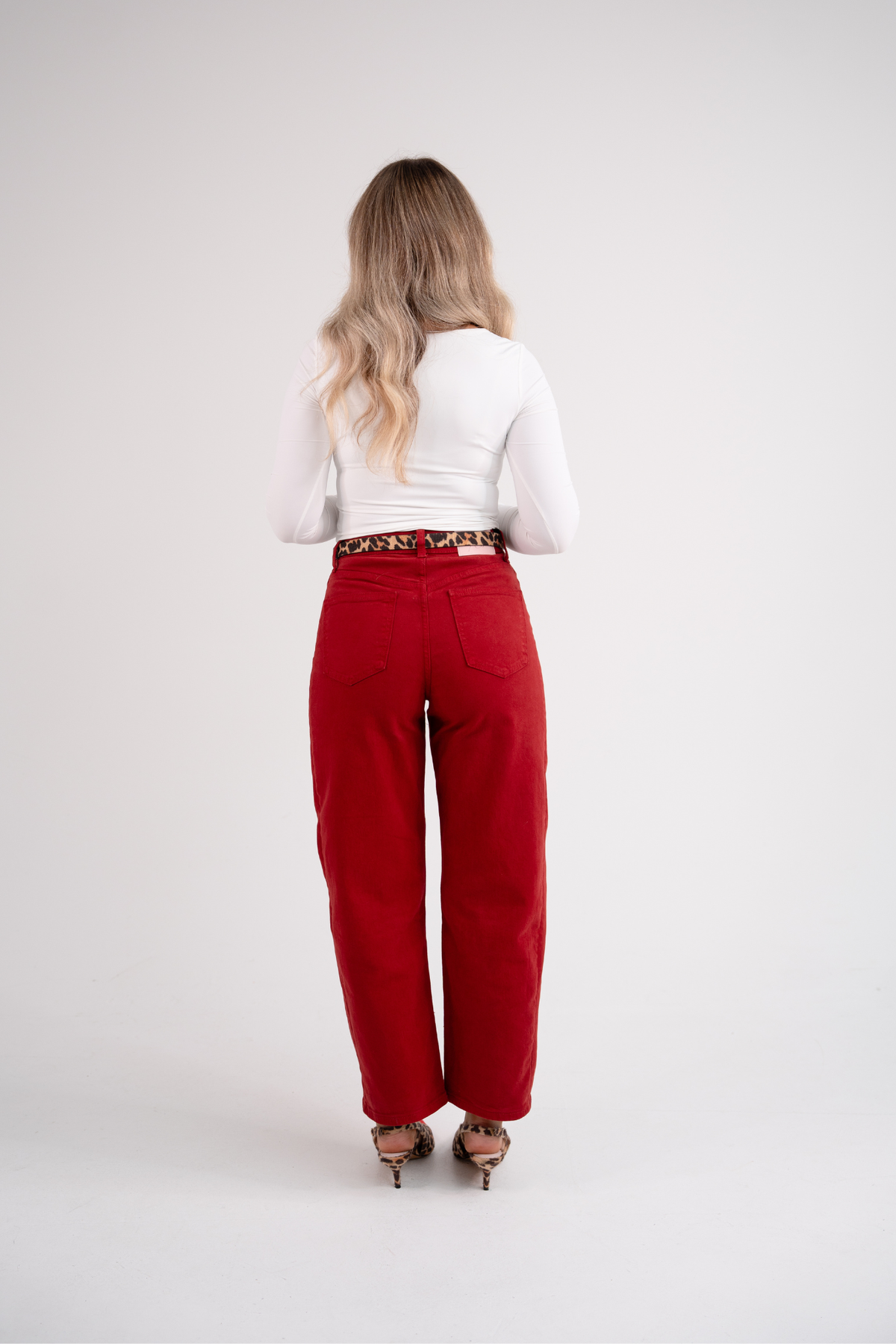Love Laura Carrot Barrell Jeans In Deep Red