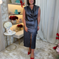 Pia Drape Front Dress In Charcoal