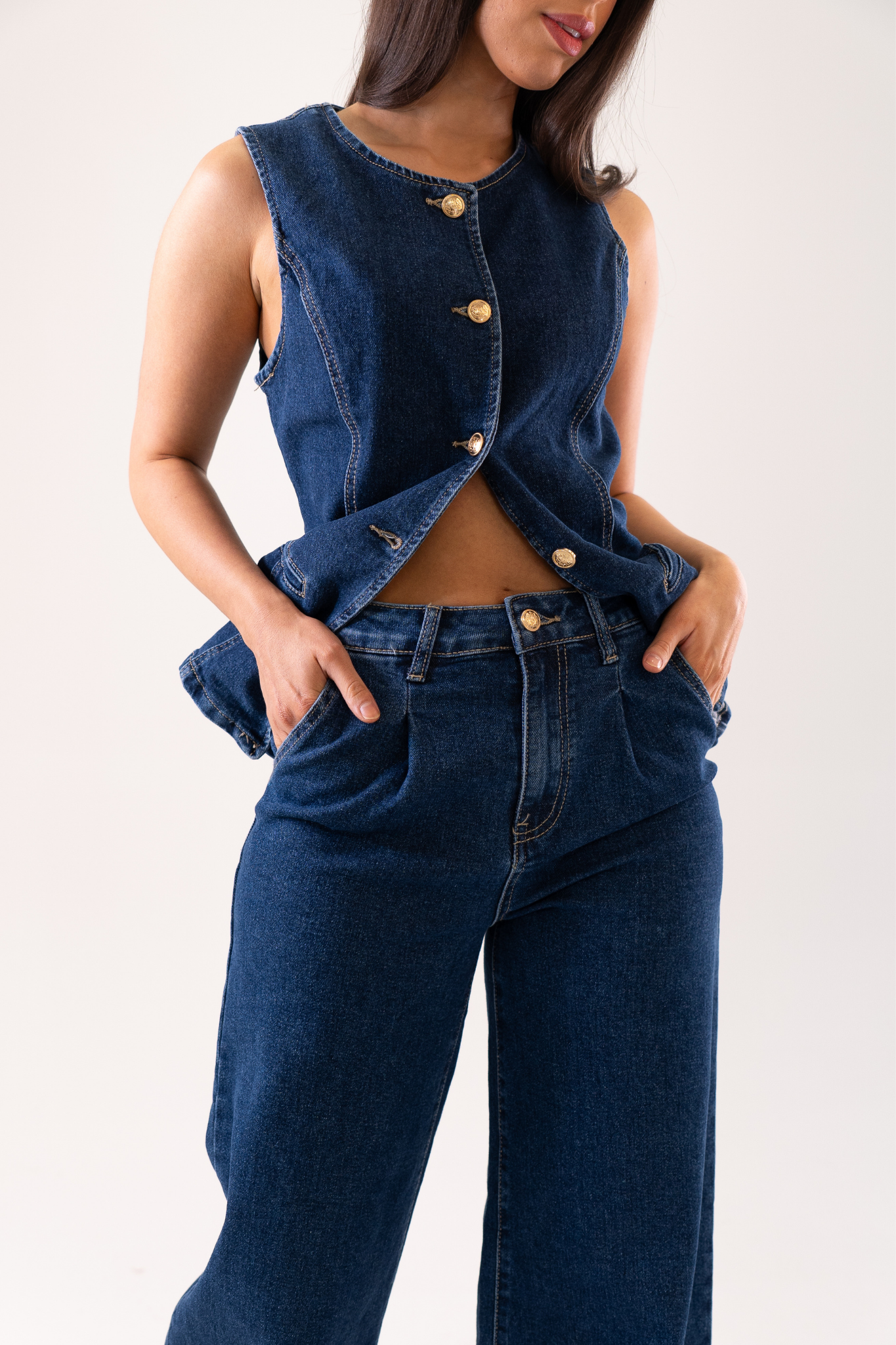 Love Laura Wide Leg Jeans In Dark Wash