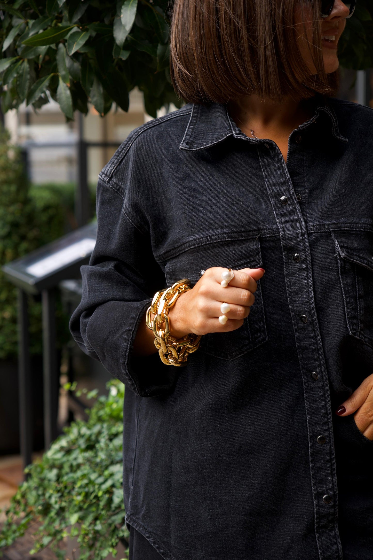 Love Laura Denim Shacket In Black Wash