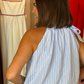 Iris Pinstripe Halter Neck Top In Blue