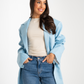 Elsa Oversize Pinstripe Blazer In Blue