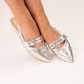 Cathy Embellished Buckle Flats In Silver