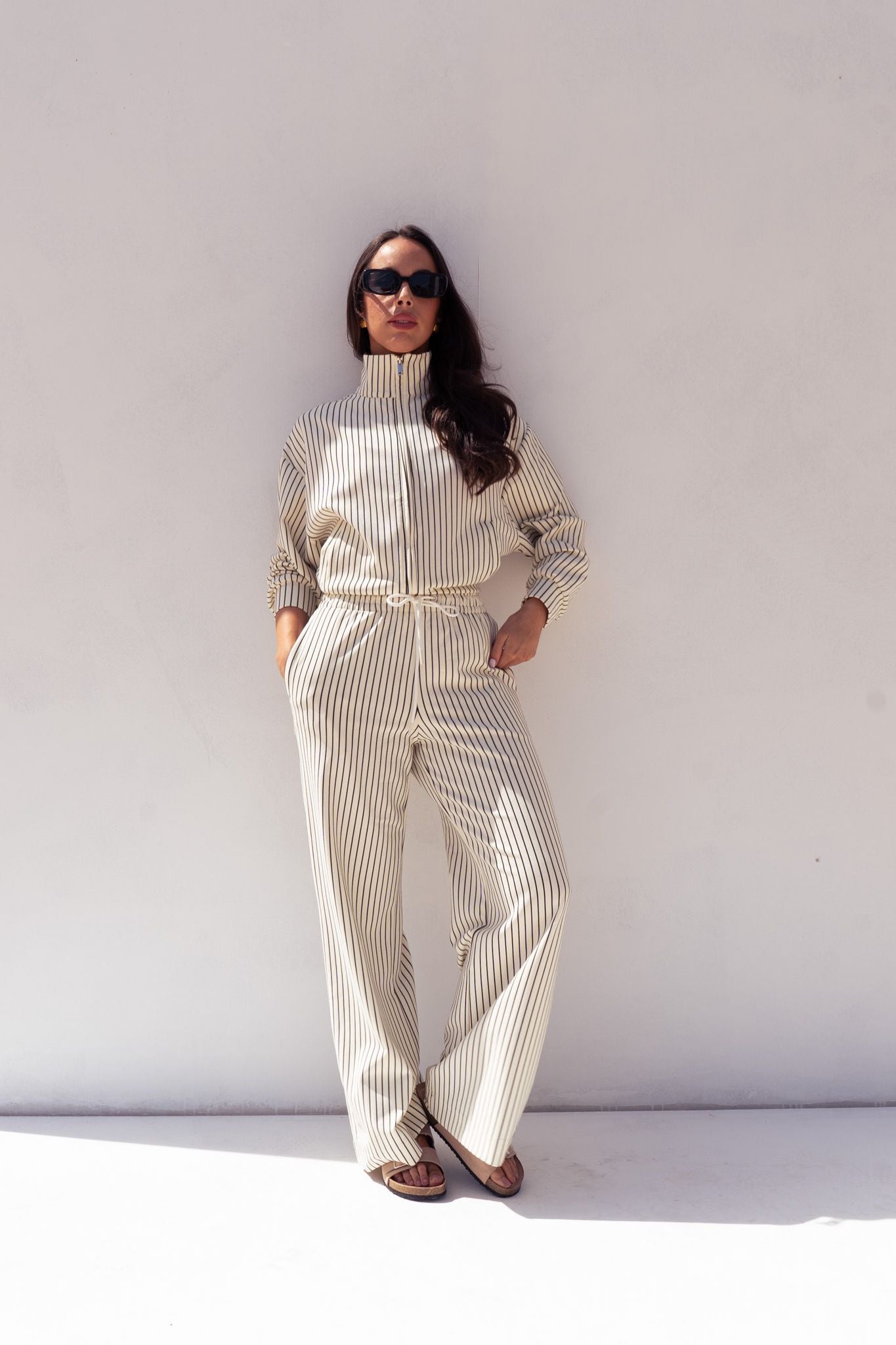 Love Laura Luxe Lounge Set In Pinstripe