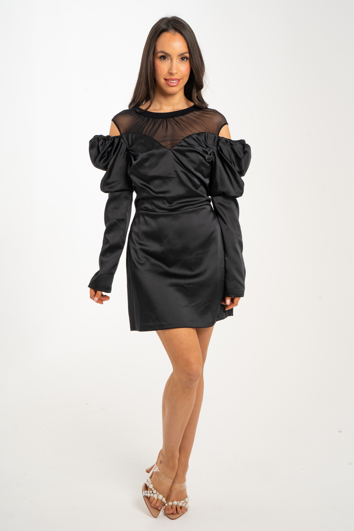 Sophia Mesh Detail Dress In Black