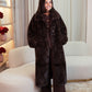 Love Laura Longline Faux Fur Coat In Chocolate