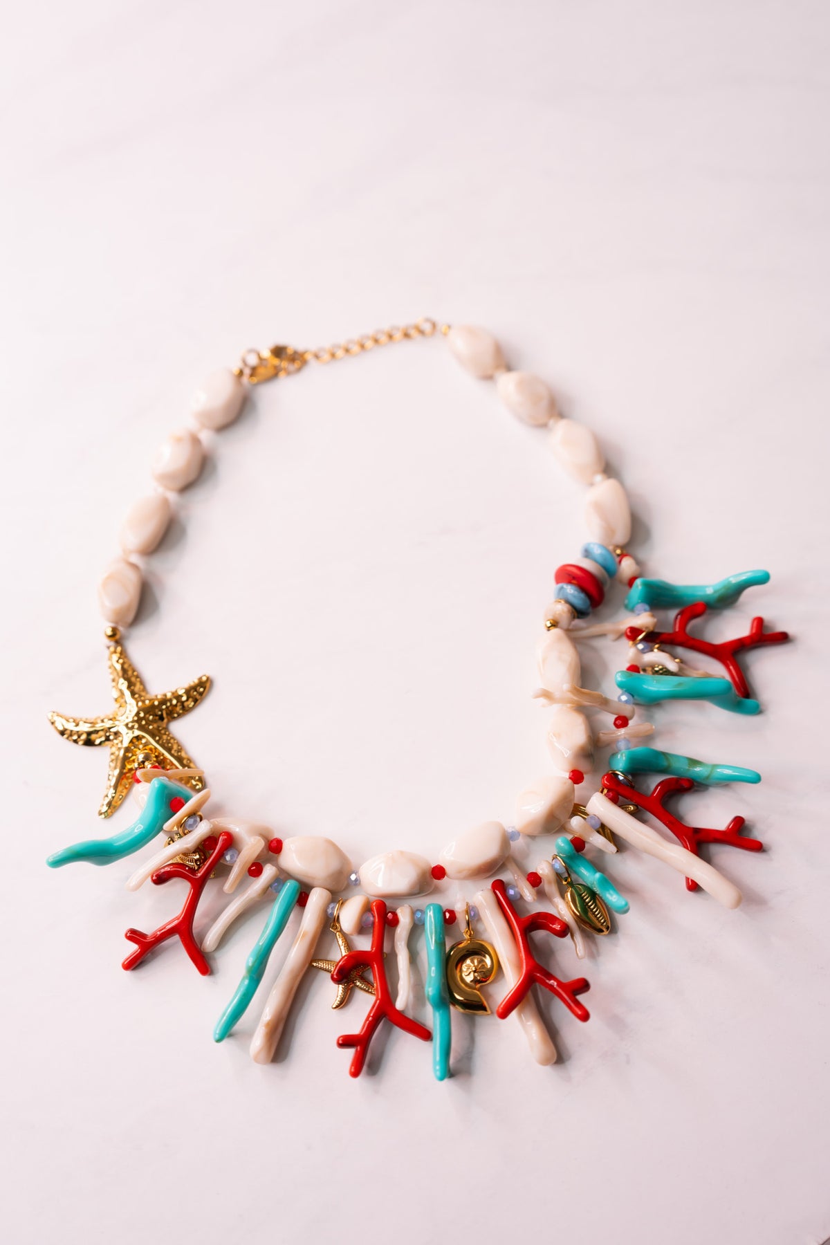 Olive Statement Coral Necklace In Multi