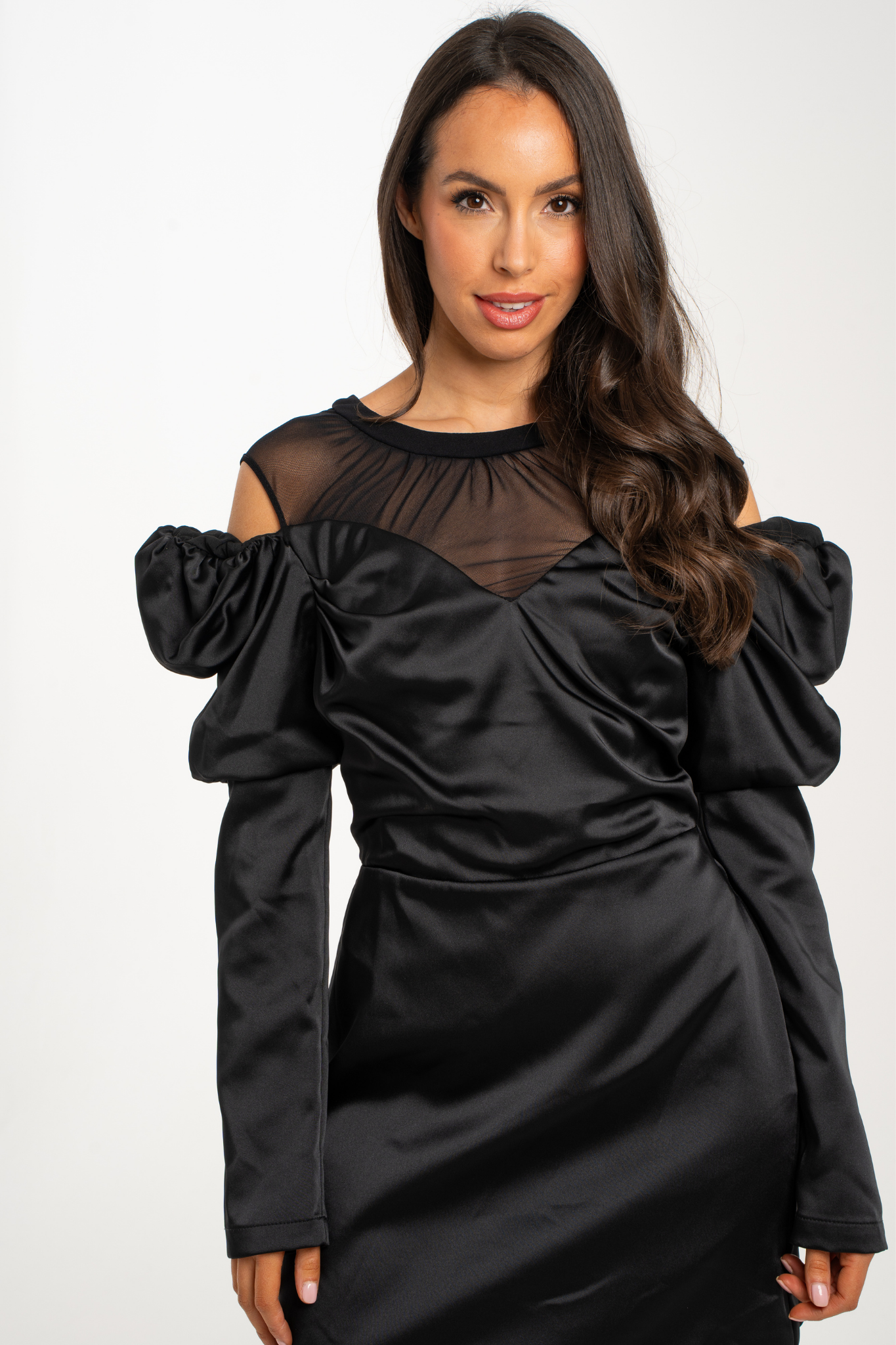 Sophia Mesh Detail Dress In Black