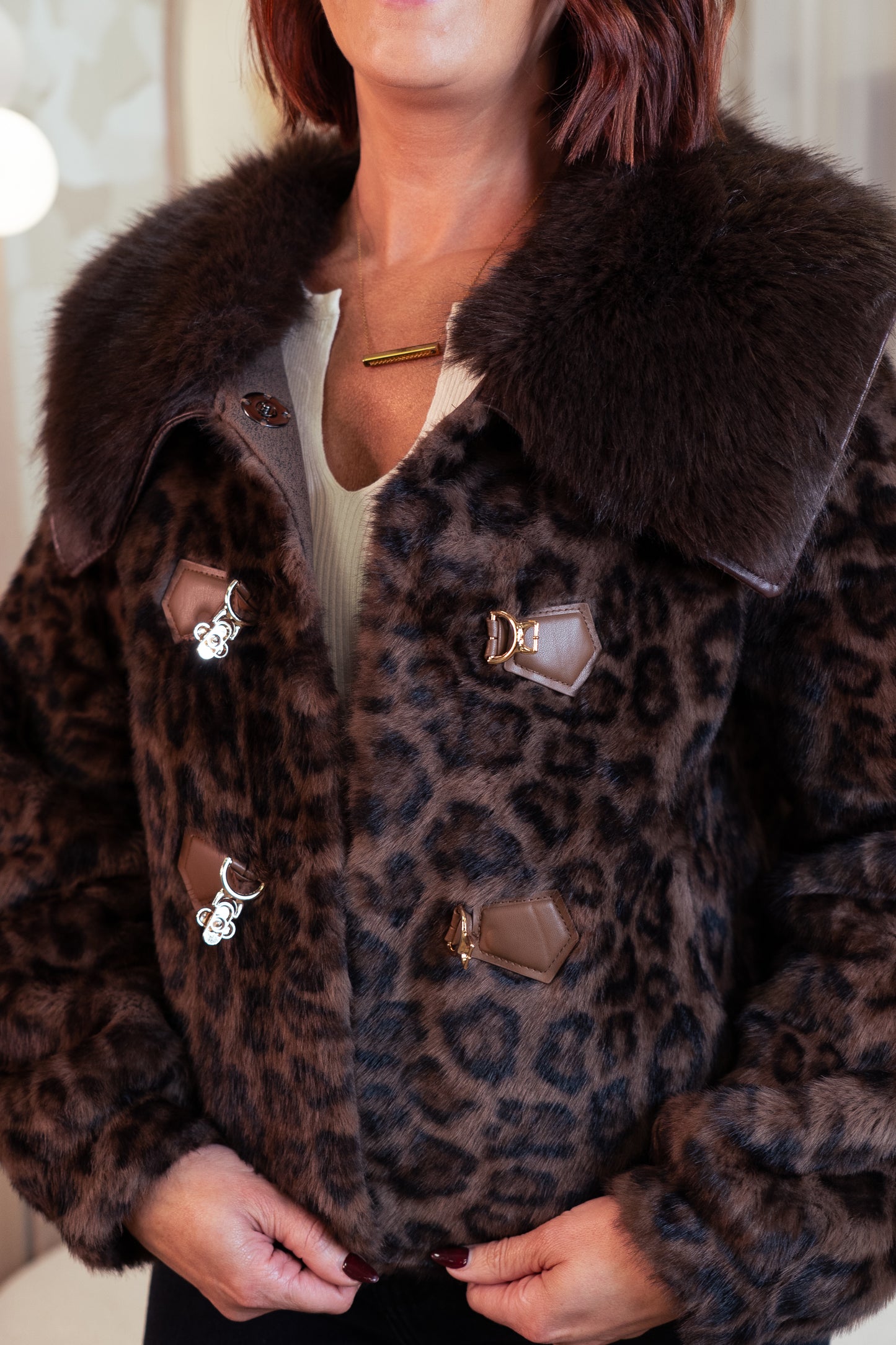 Love Laura Faux Fur Coat In Leopard Print