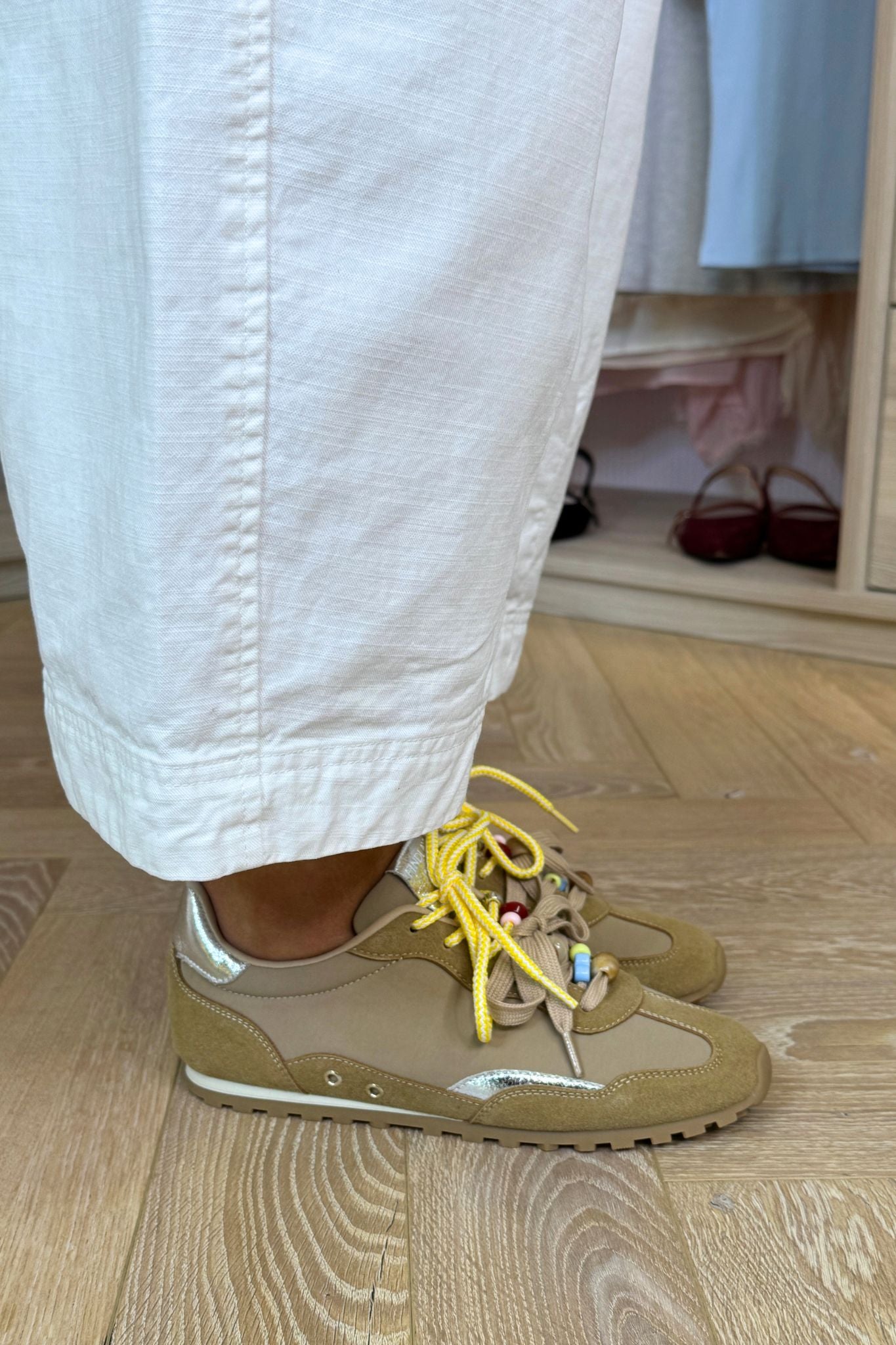 Faith Double Laced Trainers In Beige Mix
