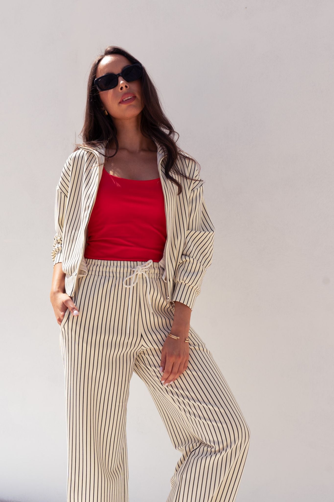 Love Laura Luxe Lounge Set In Pinstripe