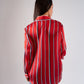 Alana Striped Satin Shirt In Red