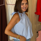 Iris Pinstripe Halter Neck Top In Blue
