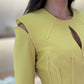Kayla Open Shoulder Dress In Mustard