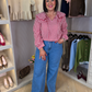 Maddie Tie Neck Gingham Blouse In Red