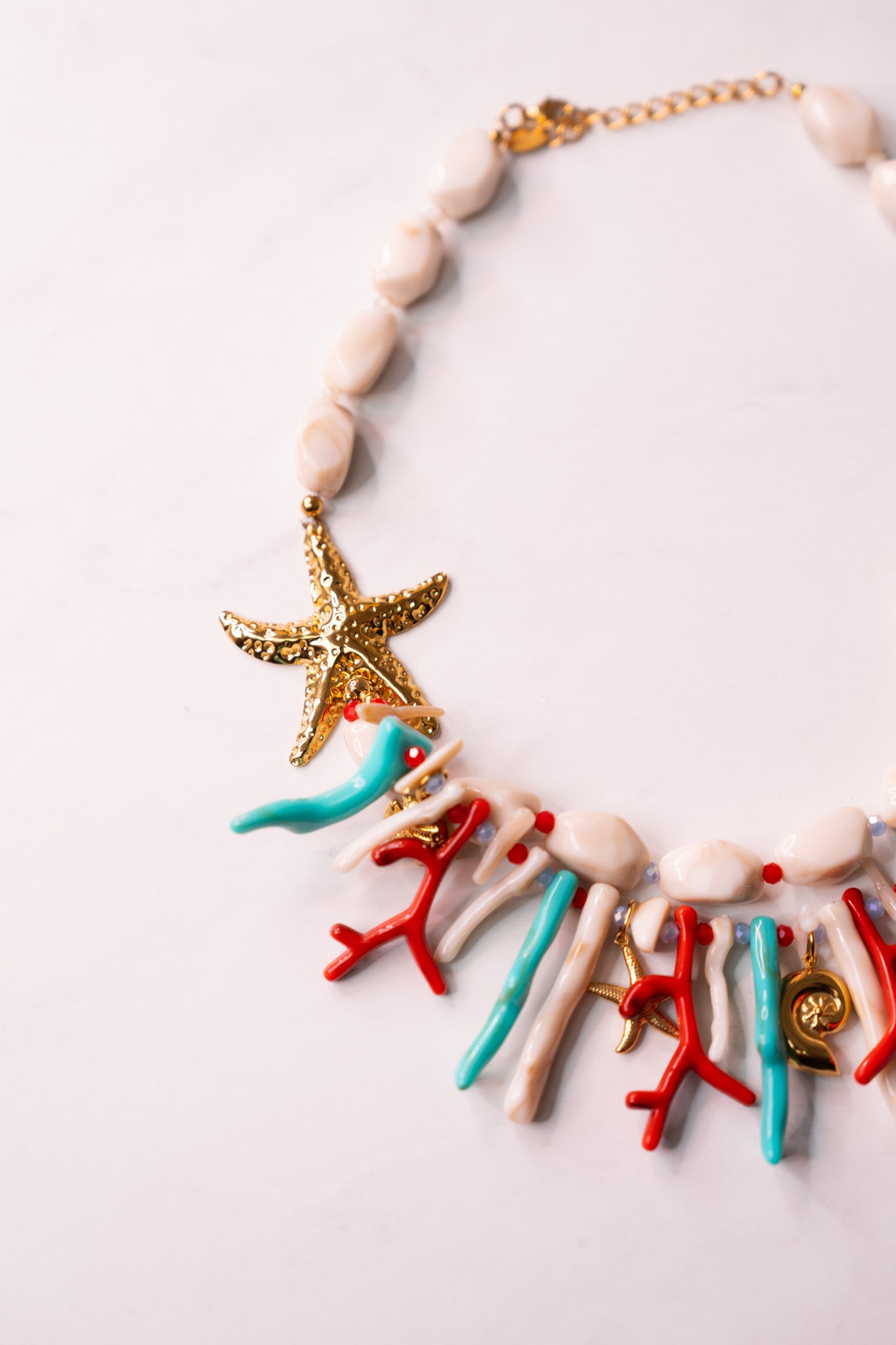 Olive Statement Coral Necklace In Multi