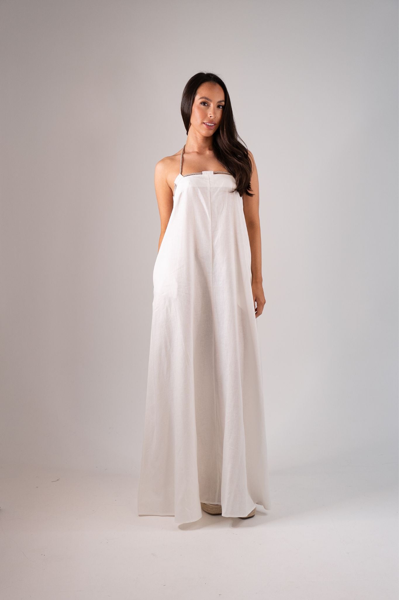 Alana Drawstring Maxi Dress In Neutral