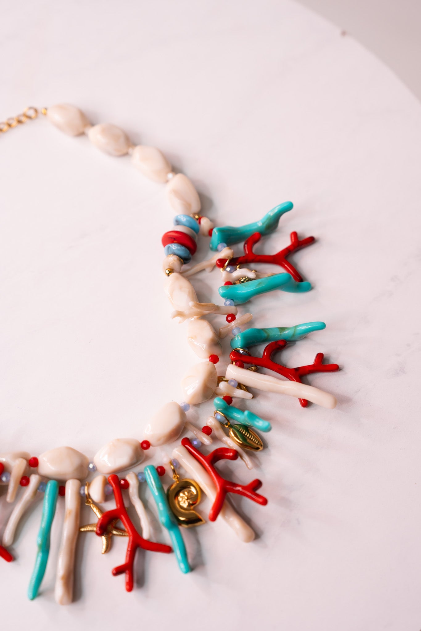 Olive Statement Coral Necklace In Multi