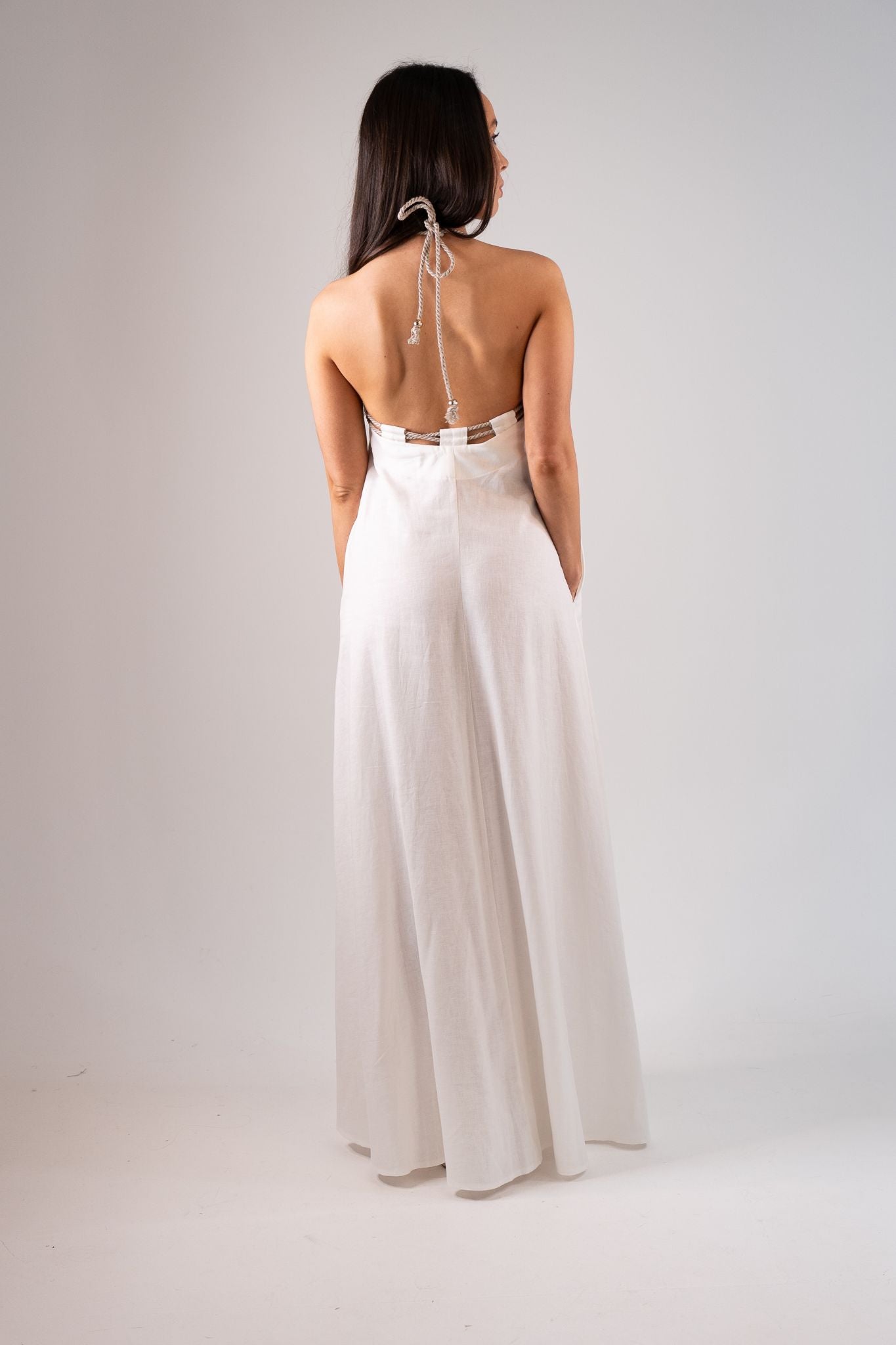 Alana Drawstring Maxi Dress In Neutral