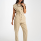 Cora Sleeveless Jumpsuit In Beige
